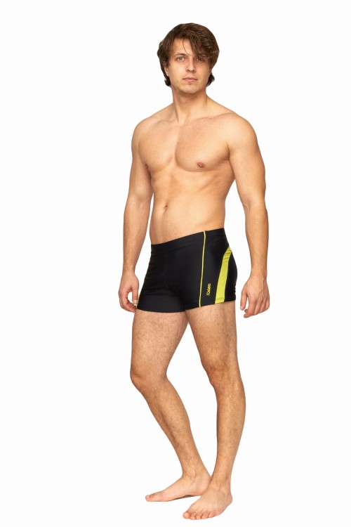 Kąpielówki męskie bokserki spodenki pływackie zagano 2322 kolor czarny z żółtymi wstawkami