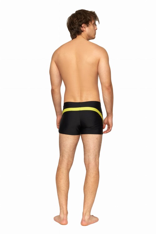 Kąpielówki męskie bokserki spodenki pływackie zagano 2322 kolor czarny z żółtymi wstawkami