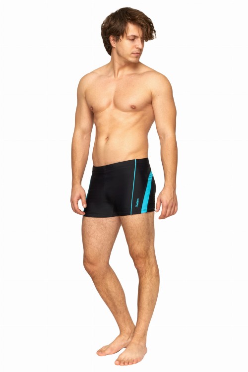 Kąpielówki męskie spodenki pływackie na basen zagano 2322 kolor czarno-niebieski