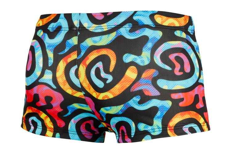 Kąpielówki męskie bokserki spodenki pływackie kolorowe zagano 2380 kolor czarny z wielokolorowym  wzorem geometrycznym