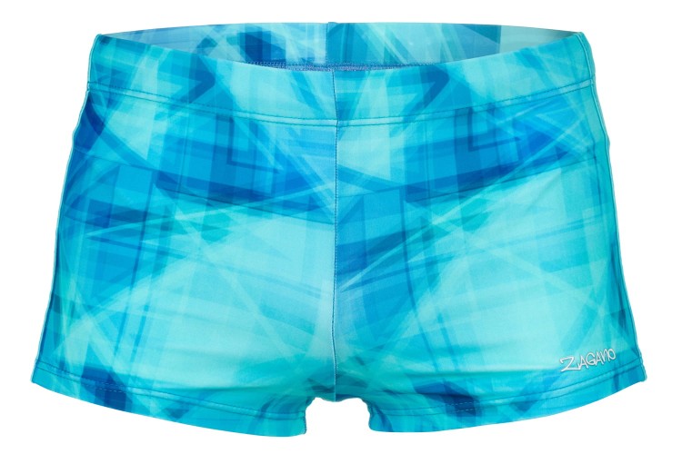 Kąpielówki męskie bokserki spodenki pływackie kolorowe zagano 2380 kolor jasnoniebieski ze wzorem geometrycznym