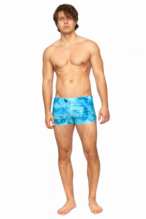 Kąpielówki męskie bokserki spodenki pływackie kolorowe zagano 2380 kolor jasnoniebieski ze wzorem geometrycznym