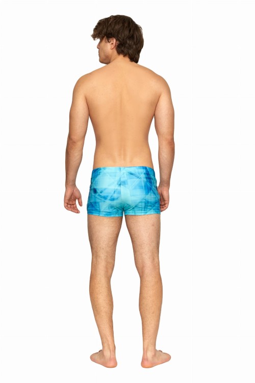 Kąpielówki męskie bokserki spodenki pływackie kolorowe zagano 2380 kolor jasnoniebieski ze wzorem geometrycznym