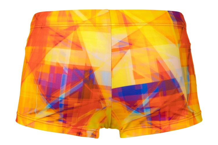 Kąpielówki męskie bokserki spodenki pływackie kolorowe zagano 2380 wielokolorowe z dominacją żołtego ze wzorem geometrycznym