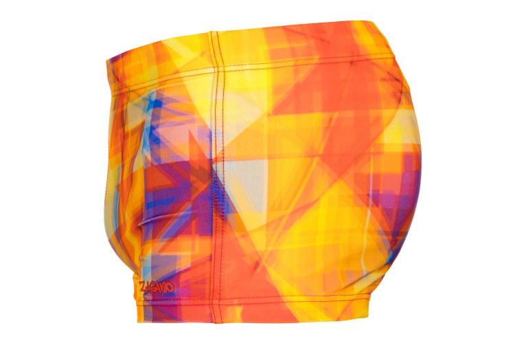 Kąpielówki męskie bokserki spodenki pływackie kolorowe zagano 2380 wielokolorowe z dominacją żołtego ze wzorem geometrycznym
