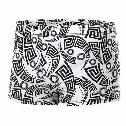 Kąpielówki męskie bokserki spodenki pływackie kolorowe zagano 2380 kolor biały z czarnym wzorem geometrycznym