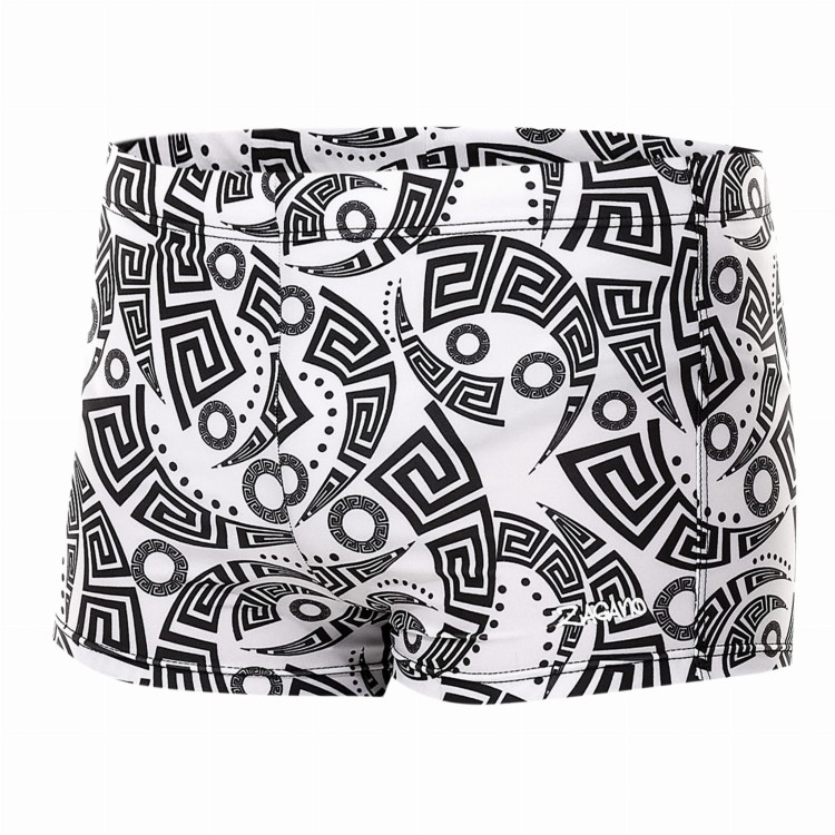 Kąpielówki męskie bokserki spodenki pływackie kolorowe zagano 2380 kolor biały z czarnym wzorem geometrycznym