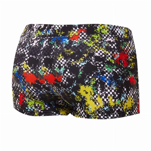 Kąpielówki męskie bokserki spodenki pływackie kolorowe zagano 2380 kolor czarny z wielokolorowym wzorem