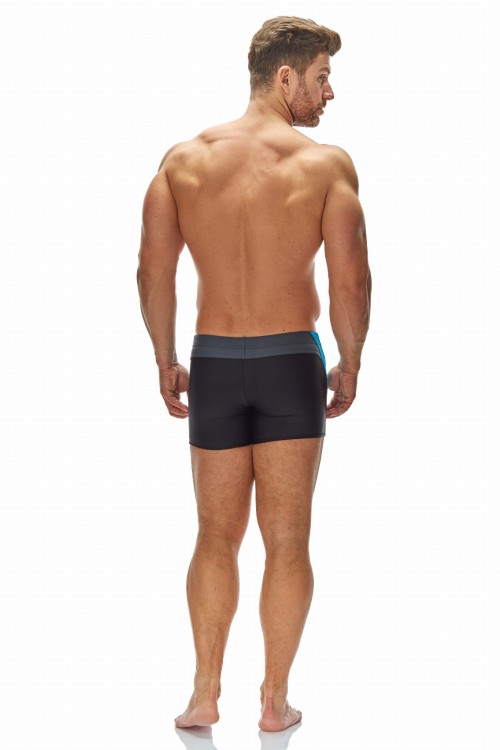 Kąpielówki męskie bokserki spodenki pływackie zagano 2376 kolor czarny z niebiesko szarymi wstawkami