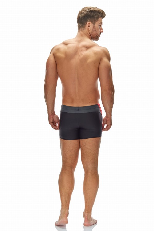 Kąpielówki męskie bokserki spodenki pływackie zagano 2376 kolor czarny z czerwono szarymi wstawkami