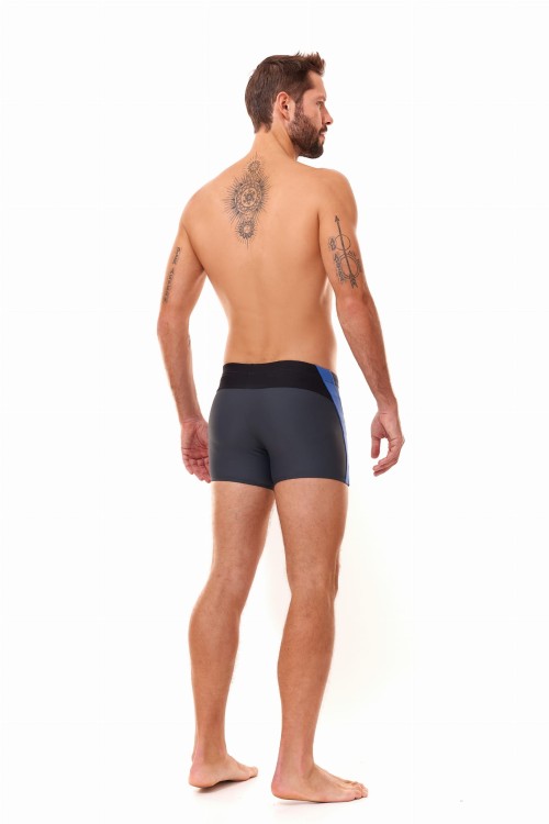 Kąpielówki męskie bokserki spodenki pływackie zagano 2376 kolor szary z czarno niebieskimi wstawkami