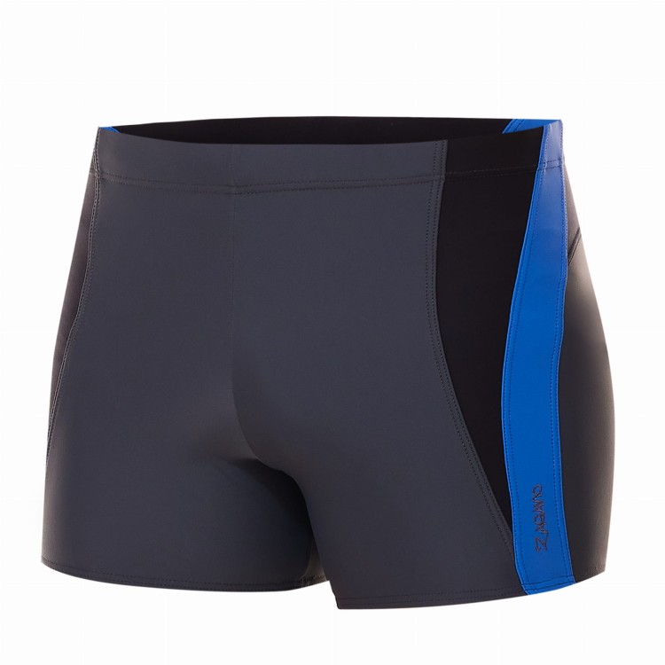 Kąpielówki męskie bokserki spodenki pływackie zagano 2376 kolor szary z czarno niebieskimi wstawkami