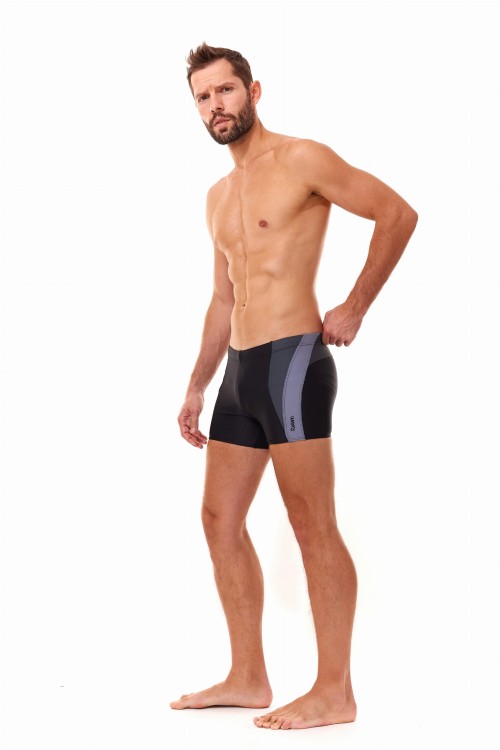 Kąpielówki męskie bokserki spodenki pływackie zagano 2376 kolor czarny z szarymi wstawkami