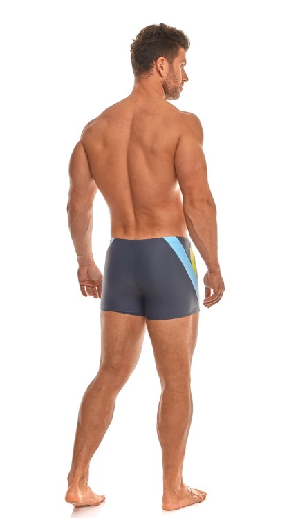 Kąpielówki męskie bokserki spodenki pływackie zagano 2375 kolor szary z zielono niebieskimi wstawkami