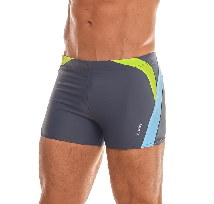 Kąpielówki męskie bokserki spodenki pływackie zagano 2375 kolor szary z zielono niebieskimi wstawkami