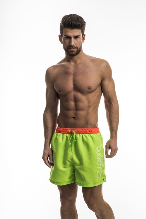 Szorty kąpielowe męskie spodenki neonowe zagano 5116 kolor zielono pomarańczowy