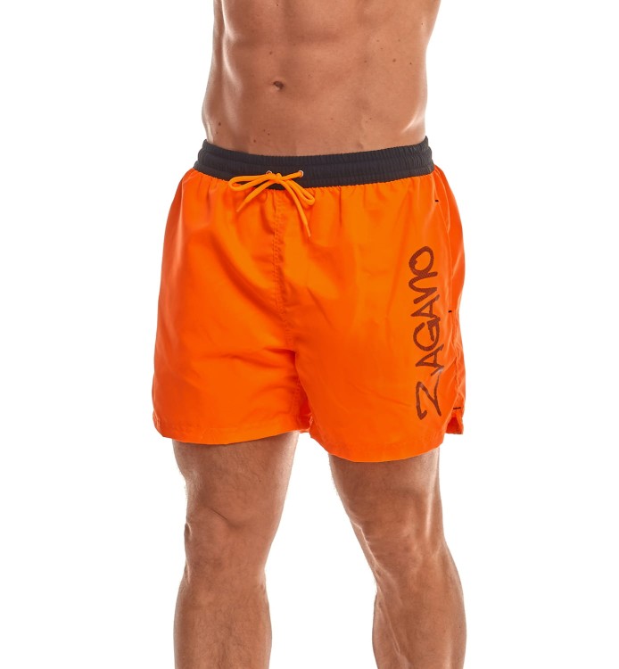Szorty kąpielowe męskie spodenki neonowe zagano 5116 kolor pomarańczowo czarny