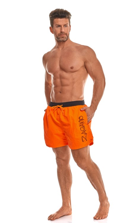 Szorty kąpielowe męskie spodenki neonowe zagano 5116 kolor pomarańczowo czarny