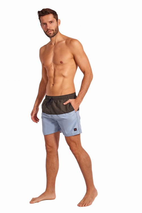 Szorty kąpielowe męskie spodenki sportowe zagano 5142 dwukolorowe kolor szaro niebieski