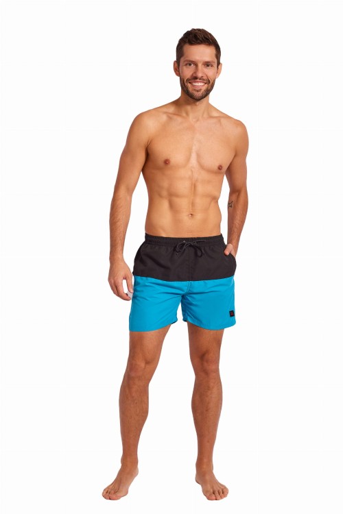 Szorty kąpielowe męskie spodenki sportowe zagano 5142 dwukolorowe kolor czarno niebieski