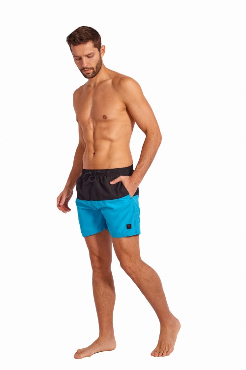 Szorty kąpielowe męskie spodenki sportowe zagano 5142 dwukolorowe kolor czarno niebieski