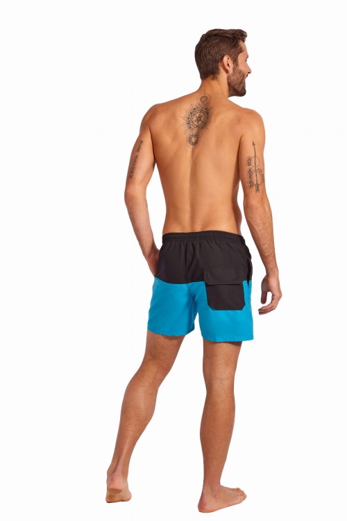 Szorty kąpielowe męskie spodenki sportowe zagano 5142 dwukolorowe kolor czarno niebieski