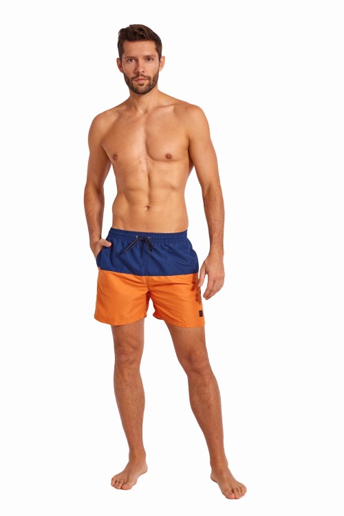 Szorty kąpielowe męskie spodenki sportowe zagano 5142 dwukolorowe kolor granatowo pomarańczowy