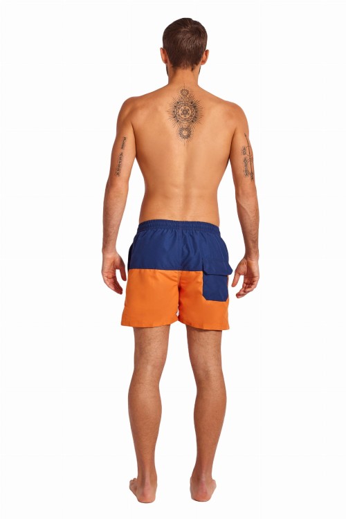 Szorty kąpielowe męskie spodenki sportowe zagano 5142 dwukolorowe kolor granatowo pomarańczowy