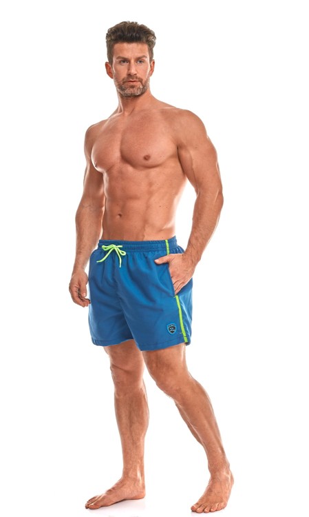 Szorty kąpielowe męskie spodenki sportowe zagano 5105 z logo w formie tarczy kolor niebieski