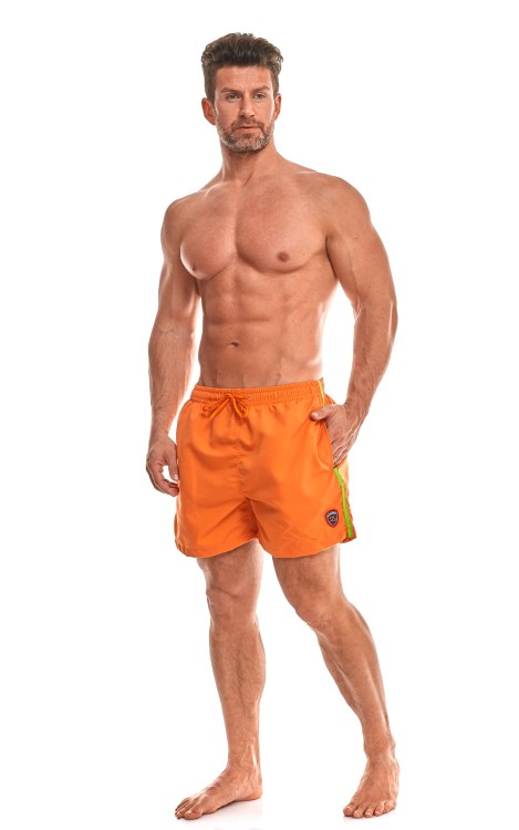 Szorty kąpielowe męskie spodenki sportowe zagano 5105 z logo w formie tarczy kolor pomarańczowy