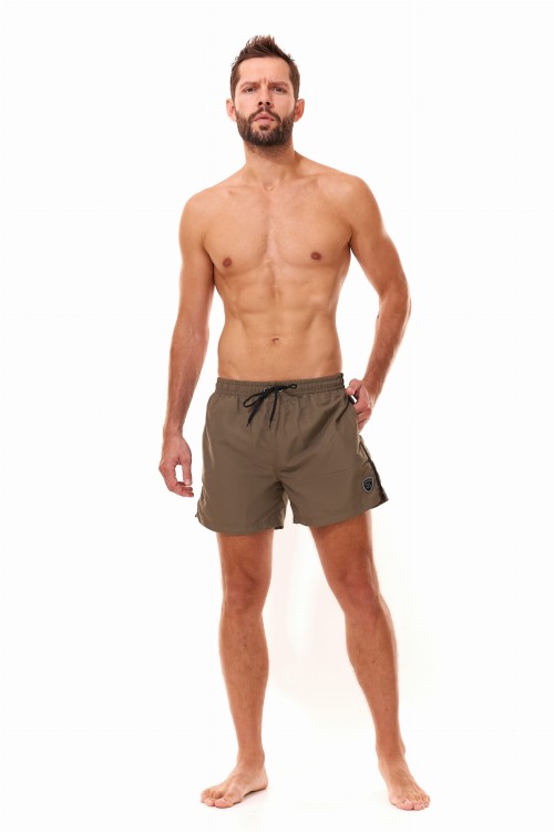 Szorty kąpielowe męskie spodenki sportowe zagano 5105 z logo w formie tarczy kolor oliwkowy