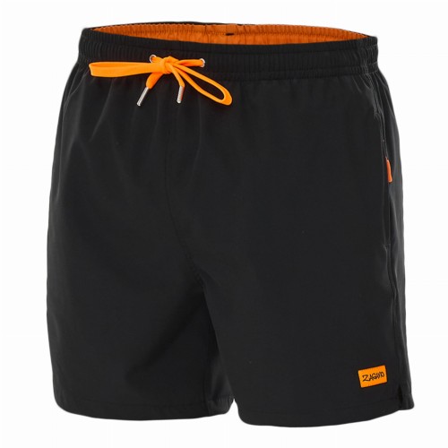 Szorty kąpielowe męskie spodenki sportowe elastyczne zagano 1230 kolor czarno pomarańczowy