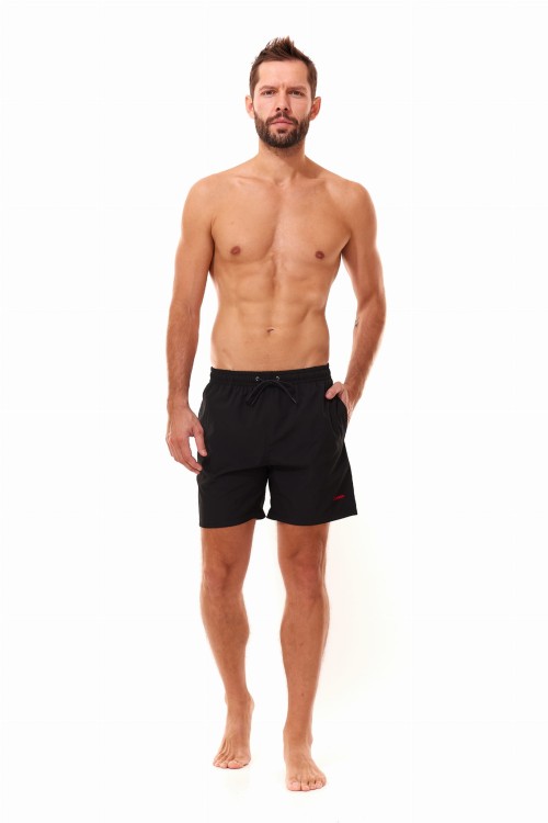 Szorty kąpielowe męskie spodenki sportowe elastyczne zagano 1229 kolor czarny z czarnymi wstawkami