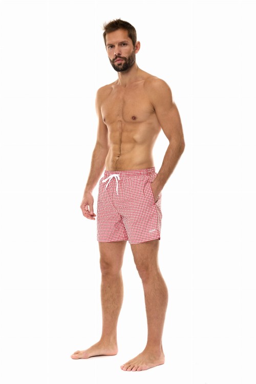 Szorty kąpielowe męskie spodenki sportowe zagano 5665 kolor czerwona kratka