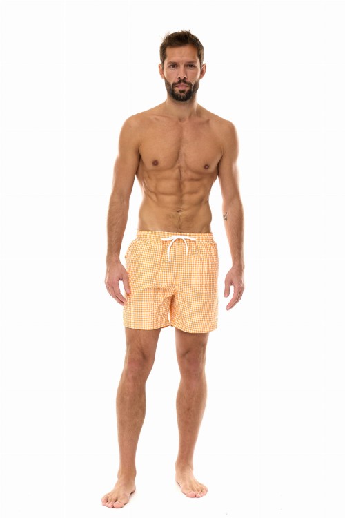 Szorty kąpielowe męskie spodenki sportowe zagano 5665 kolor pomarańczowa kratka