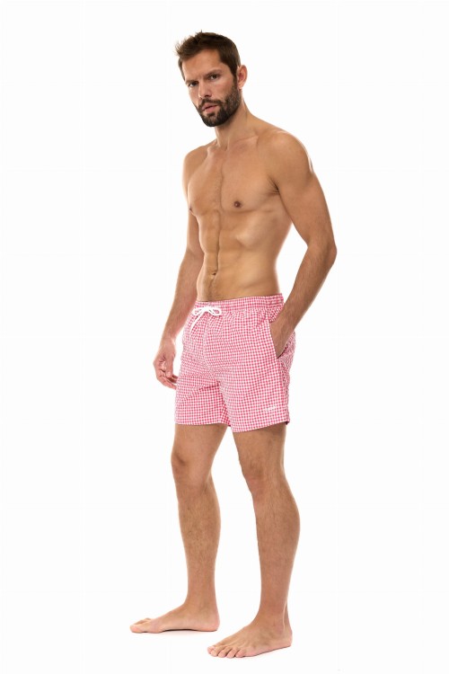 Szorty kąpielowe męskie spodenki sportowe zagano 5665 kolor różowa kratka