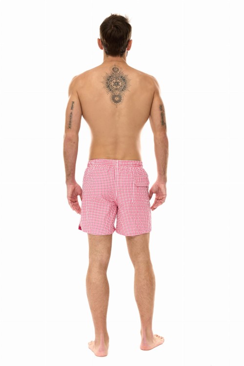 Szorty kąpielowe męskie spodenki sportowe zagano 5665 kolor różowa kratka