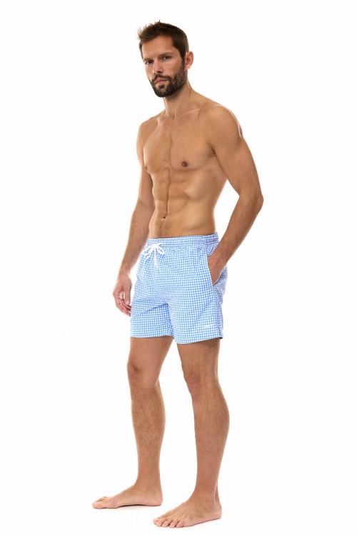 Szorty kąpielowe męskie spodenki sportowe zagano 5665 kolor niebieska kratka