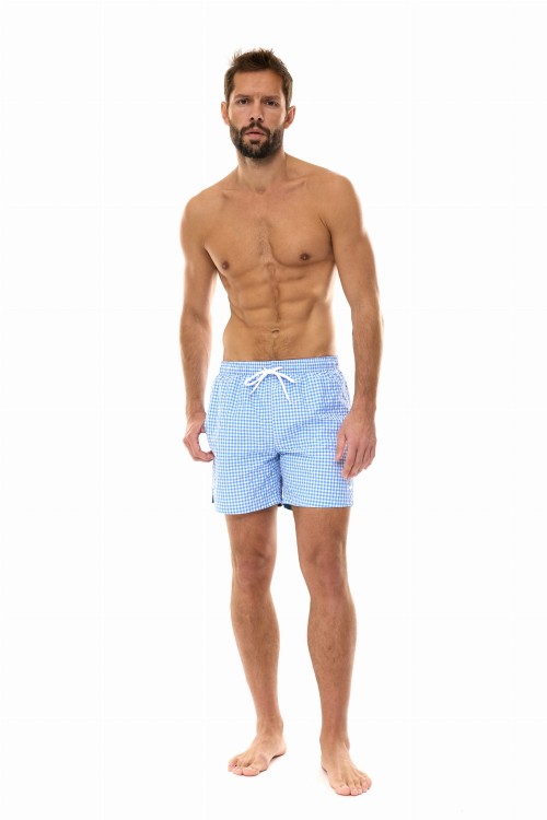 Szorty kąpielowe męskie spodenki sportowe zagano 5665 kolor niebieska kratka