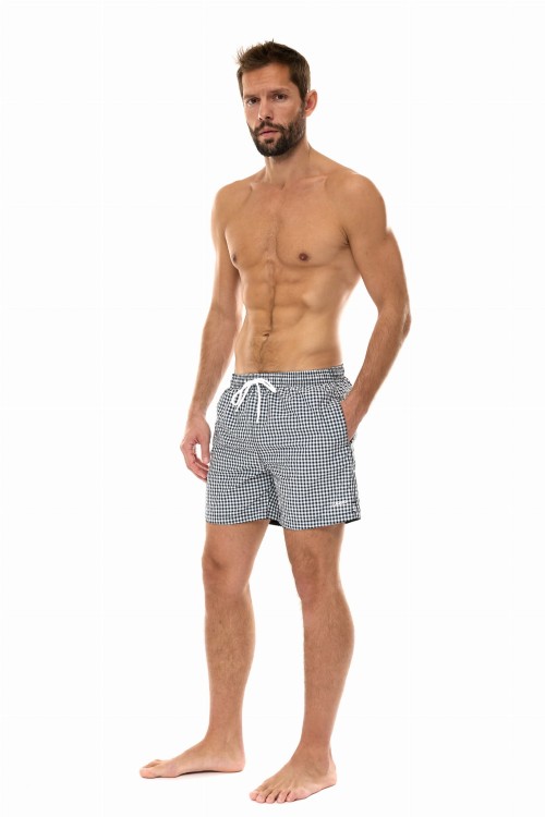 Szorty kąpielowe męskie spodenki sportowe zagano 5665 kolor czarna kratka