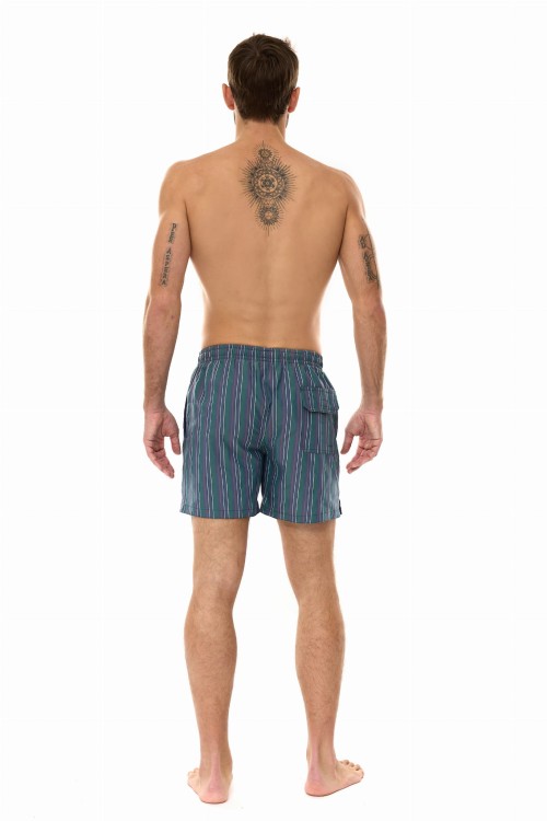 Szorty kąpielowe męskie spodenki sportowe zagano 5667 wielokolorowe pionowe paski z dominacją szarego