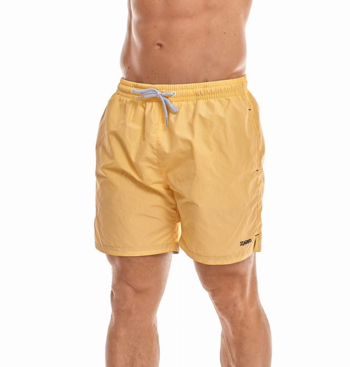 Szorty kąpielowe męskie spodenki sportowe zagano 5664 gęsta kratka kolor żółty