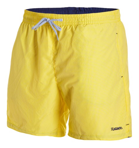 Szorty kąpielowe męskie spodenki sportowe zagano 5664 gęsta kratka kolor żółty