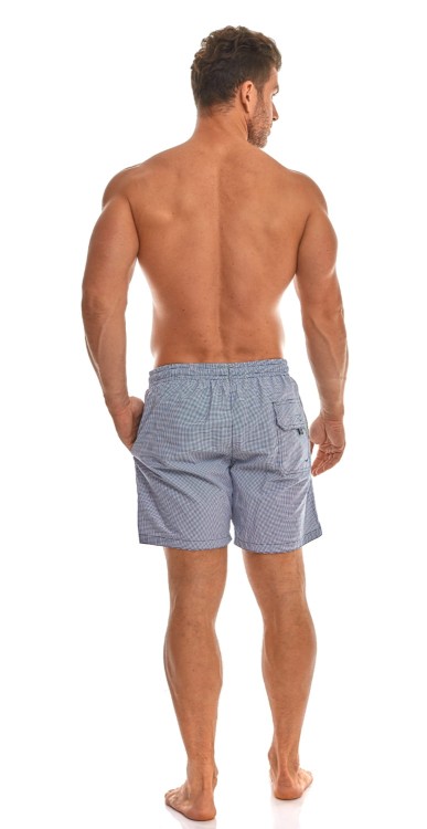 Szorty kąpielowe męskie spodenki sportowe zagano 5664 gęsta kratka kolor granatowy