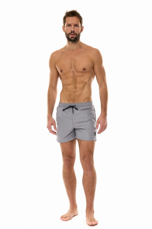 Szorty kąpielowe męskie spodenki sportowe zagano 5106 z logo w formie tarczy kolor jasnoszary