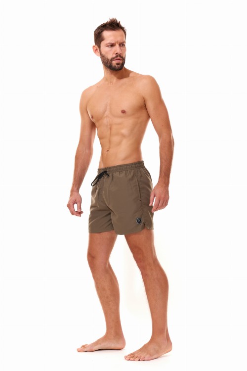 Szorty kąpielowe męskie spodenki sportowe zagano 5106 z logo w formie tarczy kolor oliwkowy