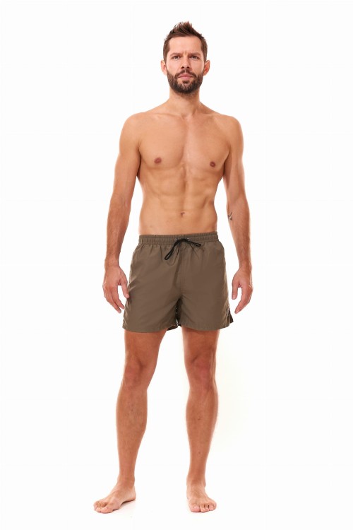Szorty kąpielowe męskie spodenki sportowe zagano 5106 z logo w formie tarczy kolor oliwkowy