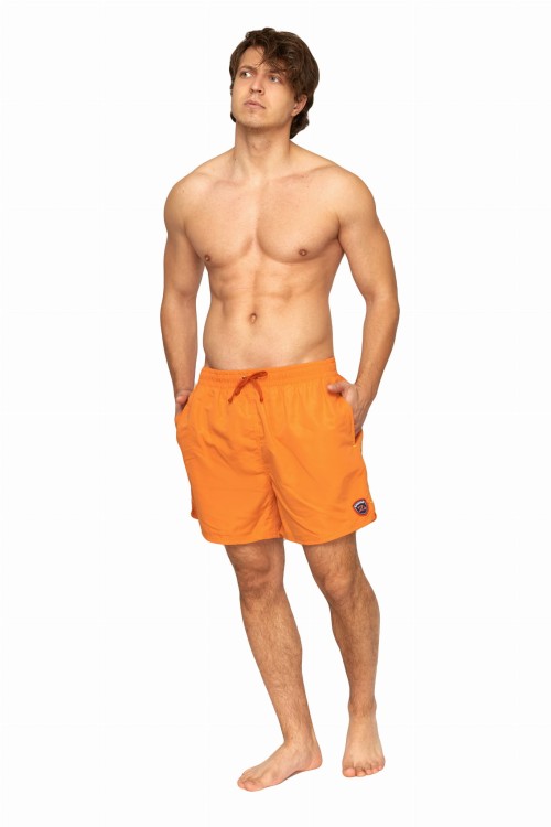 Szorty kąpielowe męskie spodenki sportowe zagano 5106 z logo w formie tarczy kolor pomarańczowy