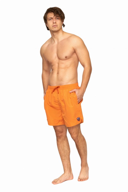 Szorty kąpielowe męskie spodenki sportowe zagano 5106 z logo w formie tarczy kolor pomarańczowy