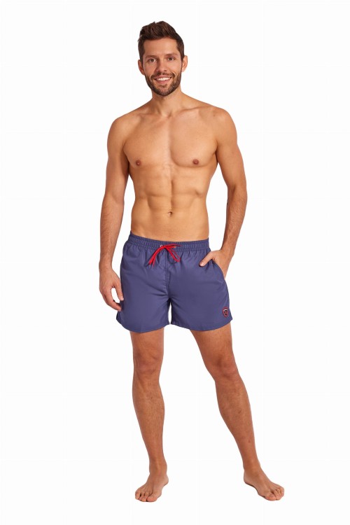 Szorty kąpielowe męskie spodenki sportowe zagano 5106 z logo w formie tarczy kolor ciemnofioletowy